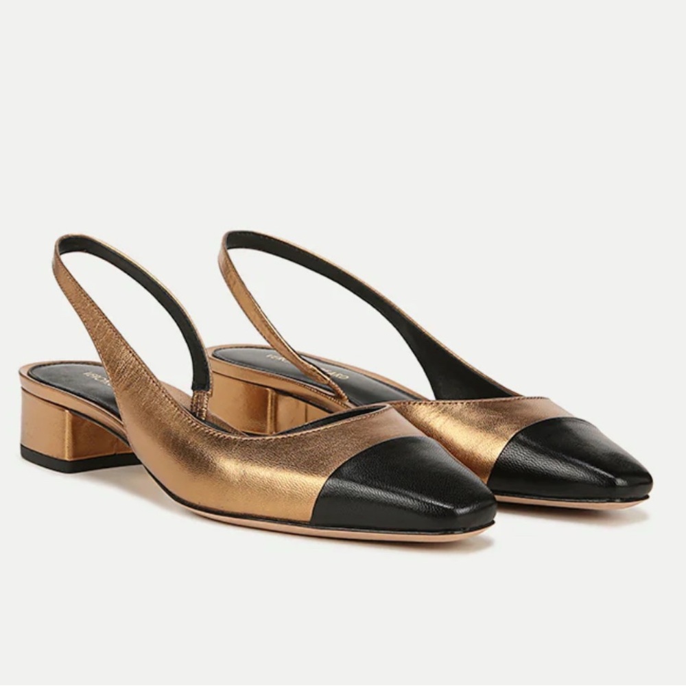 NEW Veronica Bears Cecile Leather Cap-Toe Slingback